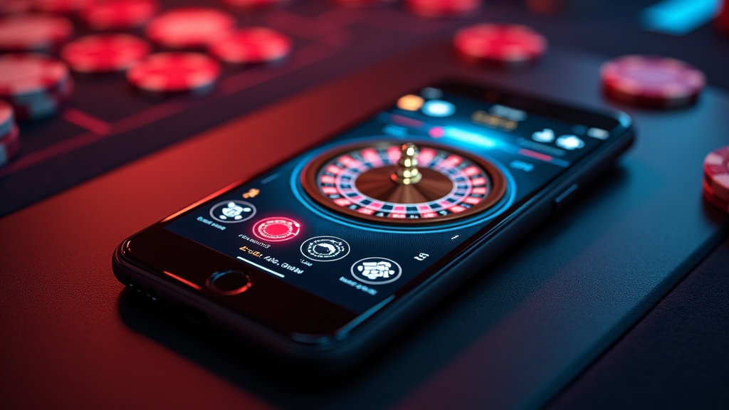 Pantalla de Vamoplay Aviator en un ambiente de casino oscuro y moderno