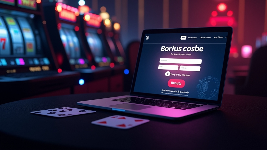 Pantalla de registro con código promocional y luces de casino